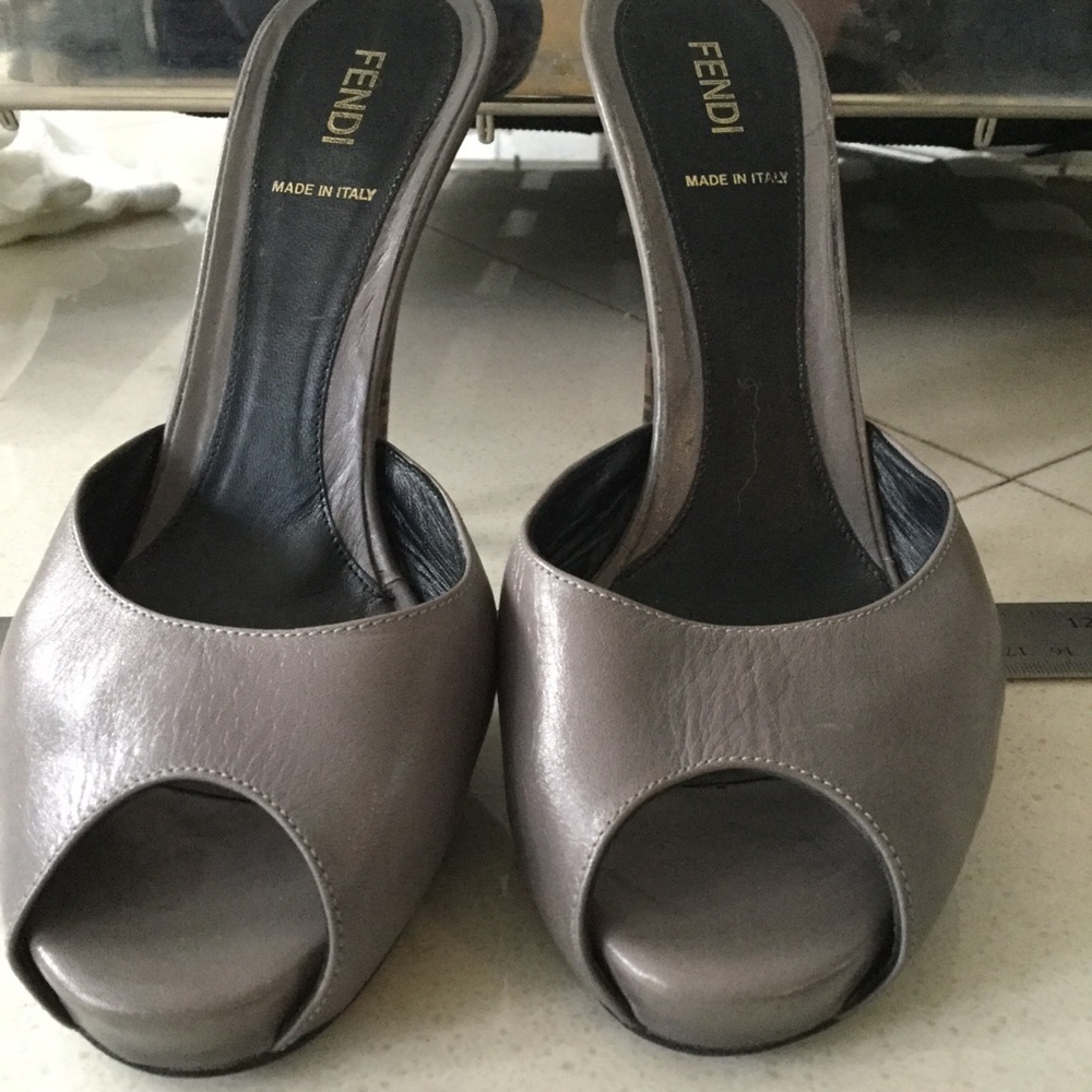 Fendi grey mules